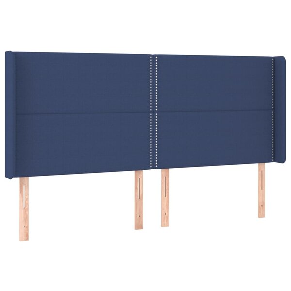 vidaXL Tête de lit avec oreilles Bleu 183x16x118/128 cm Tissu