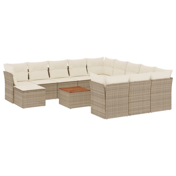 vidaXL Salon de jardin avec coussins 13 Pièces beige résine tressée
