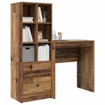 vidaXL Bureau avec tiroir avec étagère avec stockage 2 Pièces Bois ancien