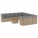 vidaXL Salon de jardin et coussins 12 Pièces mélange beige résine tressée