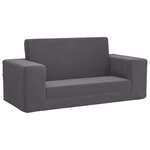 vidaXL Canapé-lit pour enfants 2 places anthracite peluche douce