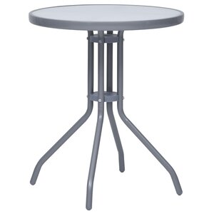 vidaXL Table de jardin Gris clair 60 cm Acier et verre