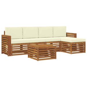 vidaXL Ensemble de canapés d'extérieur 6 Pièces Naturel et Crème