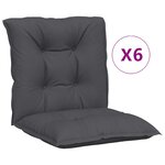 vidaXL Coussins de chaise de jardin à dossier bas lot de 6 anthracite