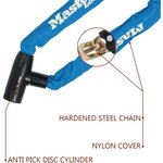 Chaîne antivol vélo à clé chaîne 90 cm - Bleu