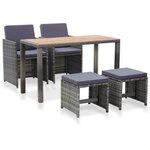 vidaXL Salon de jardin 5 Pièces Résine tressée bois d'acacia Anthracite