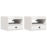 vidaXL Table de chevet avec tiroir 2 Pièces Blanc 38 x 36 x 29 5 cm