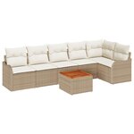 vidaXL Ensemble de canapé de jardin 7 Pièces Beige Poly rotin