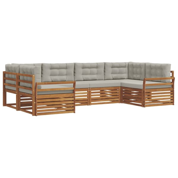 vidaXL Ensemble de canapés d'extérieur 6 Pièces Gris Naturel et Clair