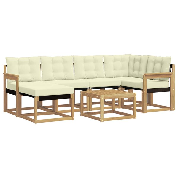 vidaXL Ensemble de canapés d'extérieur 7 Pièces Blanc et crème