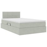 vidaXL Lit de Rangement avec matelas Gris clair 120 x 200 cm Velours