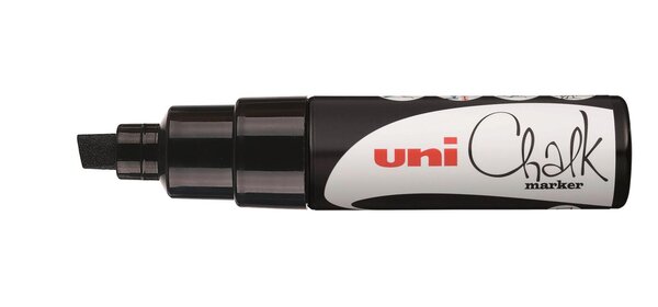 Marqueur craie Pointe biseautée large CHALK Marker PWE8K 8mm Noir x 6 UNI-BALL