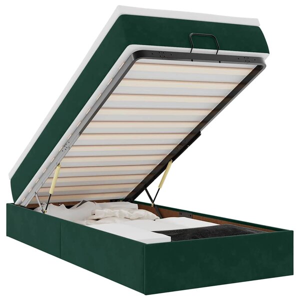 vidaXL Cadre de lit ottoman avec matelas vert foncé 90x200 cm velours