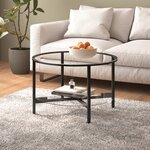 vidaXL Table à thé Noir et transparent 70 cm Verre trempé