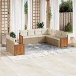 vidaXL Salon de jardin avec coussins 9 Pièces beige résine tressée