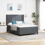 Lit Box Spring vidaXL avec Matelas et LED Gris Foncé 160x200 cm Velours