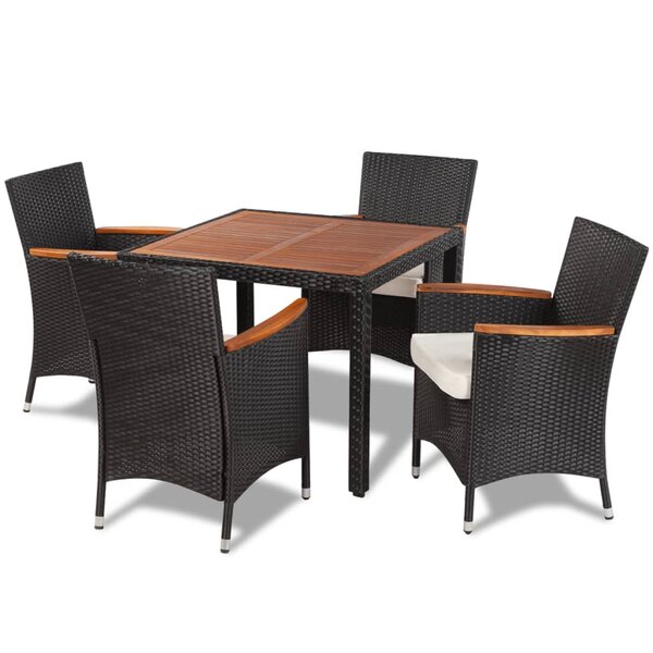 vidaXL Ensemble à manger d'extérieur 5Pièces avec coussins Résine tressée