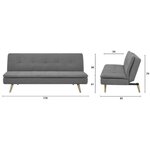 Clic clac 3 places - Tissu Gris - Pieds bois naturel - 179 x 85 x 79 cm - ALMA
