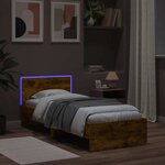 vidaXL Cadre de lit avec bandes LED Chêne fumé Bois d'ingénierie