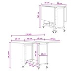 vidaXL Table à manger pliante avec roulettes 130 x 80 x 76 5 cm