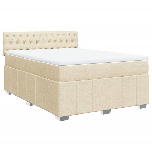 vidaXL Sommier à lattes de lit avec matelas Crème 140x200 cm Tissu