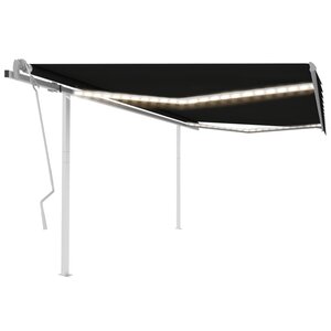 vidaXL Auvent manuel rétractable avec LED 4 5x3 m Anthracite