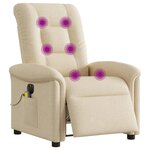 vidaXL Fauteuil inclinable de massage électrique crème tissu