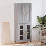 vidaXL Buffet haut Sonoma gris 69 5x34x180 cm Bois d'ingénierie