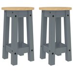 vidaXL Tabourets de bar lot de 2 gris bois massif de pin