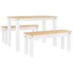 vidaXL Ensemble à manger PANAMA 3 Pièces blanc bois de pin massif