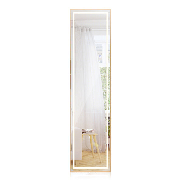 Miroir pleine longueur avec lumières led miroir éclairé par led cadre en aluminium intensité variable éclairage 3 couleurs or 20_0008923