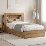 vidaXL Cadre de lit avec rangement Chêne artisanal 90 x 200 cm