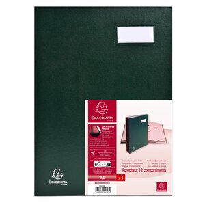 Parapheur DIRECTION Dos à Soufflet 12 Compartiments Vert EXACOMPTA