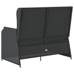 vidaXL Banc inclinable de jardin avec coussins noir résine tressée