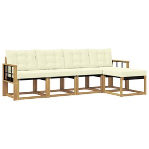 vidaXL Ensemble de canapés d'extérieur 5 Pièces Blanc et crème