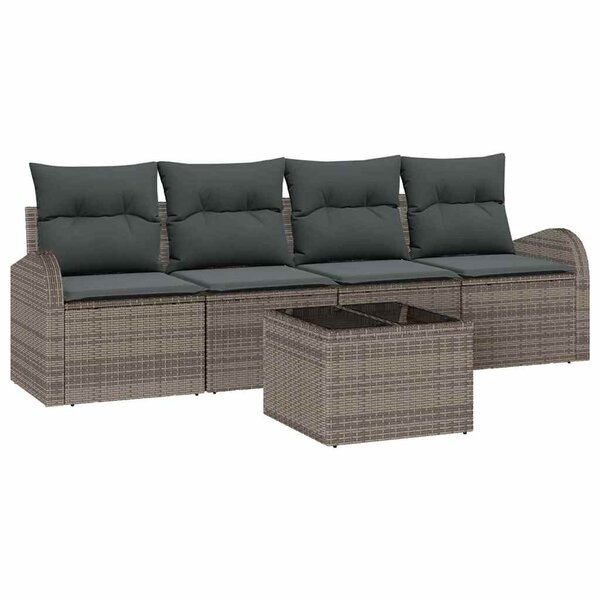 vidaXL Ensemble de canapé de jardin 5 Pièces Gris 55 x 55 x 37 cm
