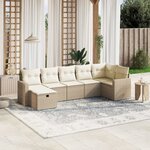 vidaXL Salon de jardin avec coussins 7 Pièces beige résine tressée