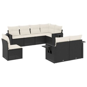 vidaXL Salon de jardin 8 Pièces avec coussins noir résine tressée
