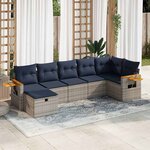 vidaXL Salon de jardin avec coussins 7 Pièces gris résine tressée