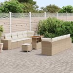 vidaXL Ensemble de canapé de jardin 11 Pièces Beige polyrotin