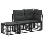 vidaXL Ensemble de canapés d'extérieur 3 pc Noir Polyester