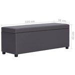 Banquette pouf tabouret meuble banc avec compartiment de rangement 115 cm gris synthétique 3002162
