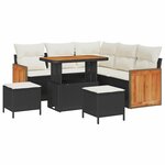 Ensemble de canapés de jardin 8 pièces vidaXL avec coussins noir poly rotin acacia