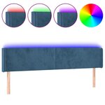 vidaXL Tête de lit à LED Bleu foncé 203x16x78/88 cm Velours