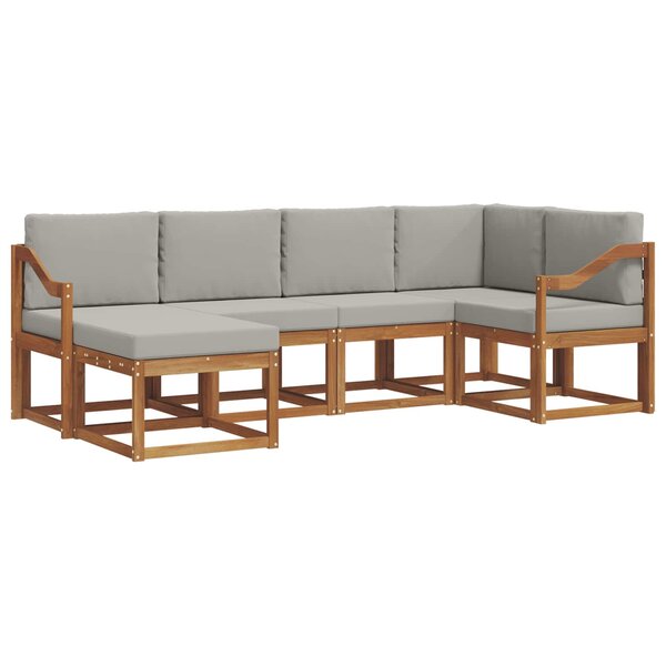 vidaXL Ensemble de canapés d'extérieur 6 Pièces Gris Naturel et Clair