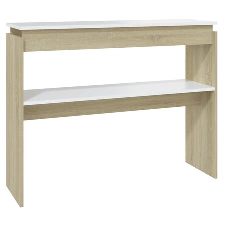 vidaXL Table console Blanc et chêne sonoma 102x30x80 cm Aggloméré