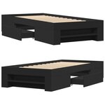vidaXL Cadre de lit noir 75x190 cm bois d'ingénierie