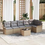 vidaXL Ensemble de canapé de jardin 7 Pièces Beige Poly rotin