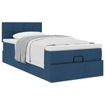 vidaXL Cadre de lit ottoman avec matelas bleu 90x190 cm tissu