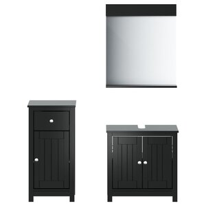 vidaXL Meubles de salle de bain 3 Pièces BERG noir bois de pin massif